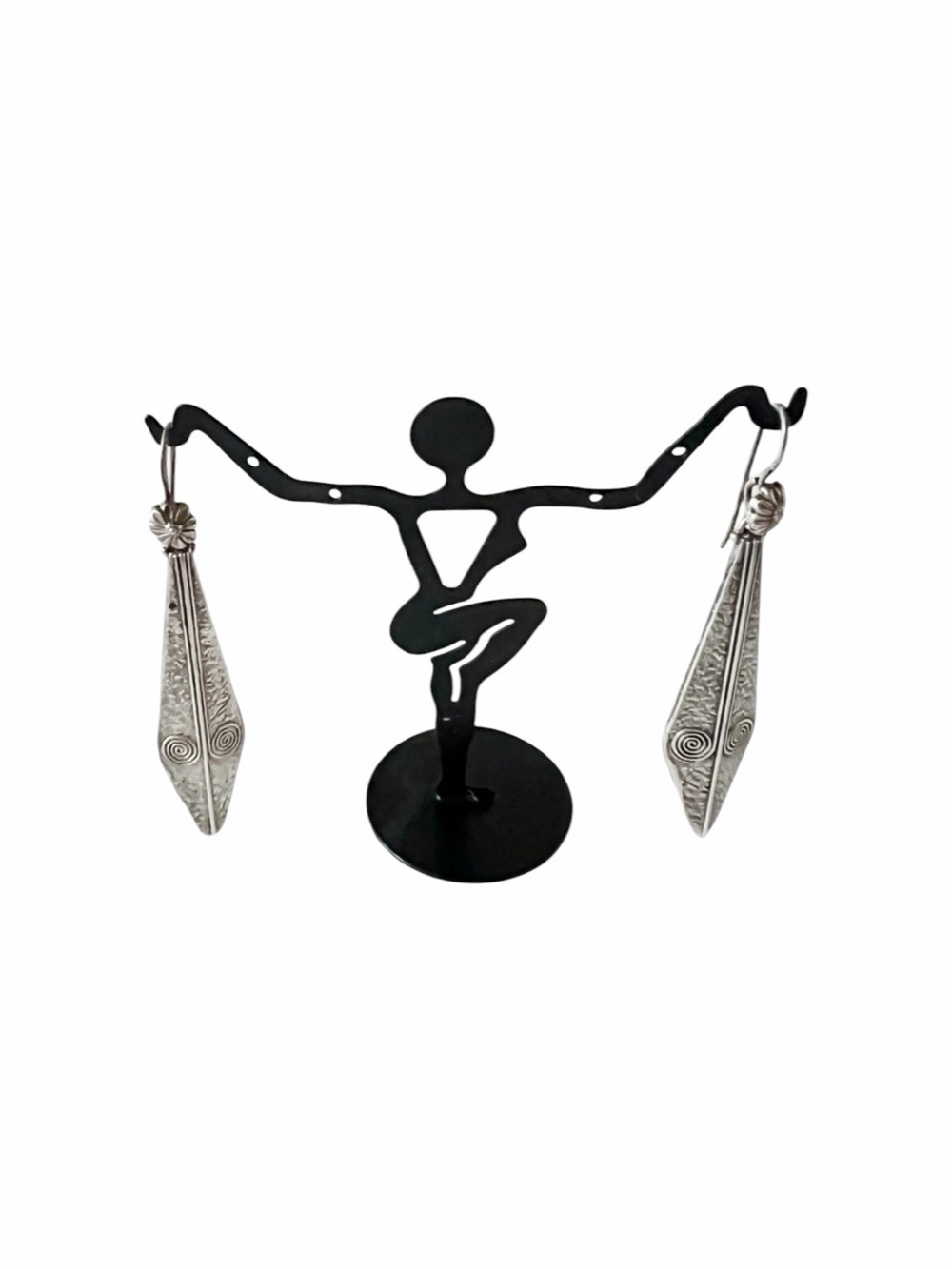 Antique Silver Signed 925 Tribal Earrings